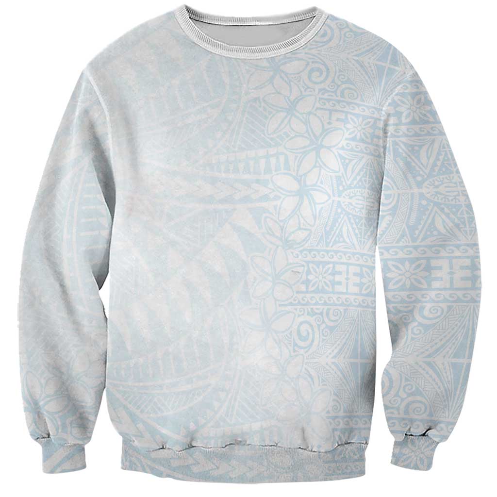 White Sunday Sweatshirt Plumeria Tatau Mix Tapa LT7 Unisex White - Polynesian Pride