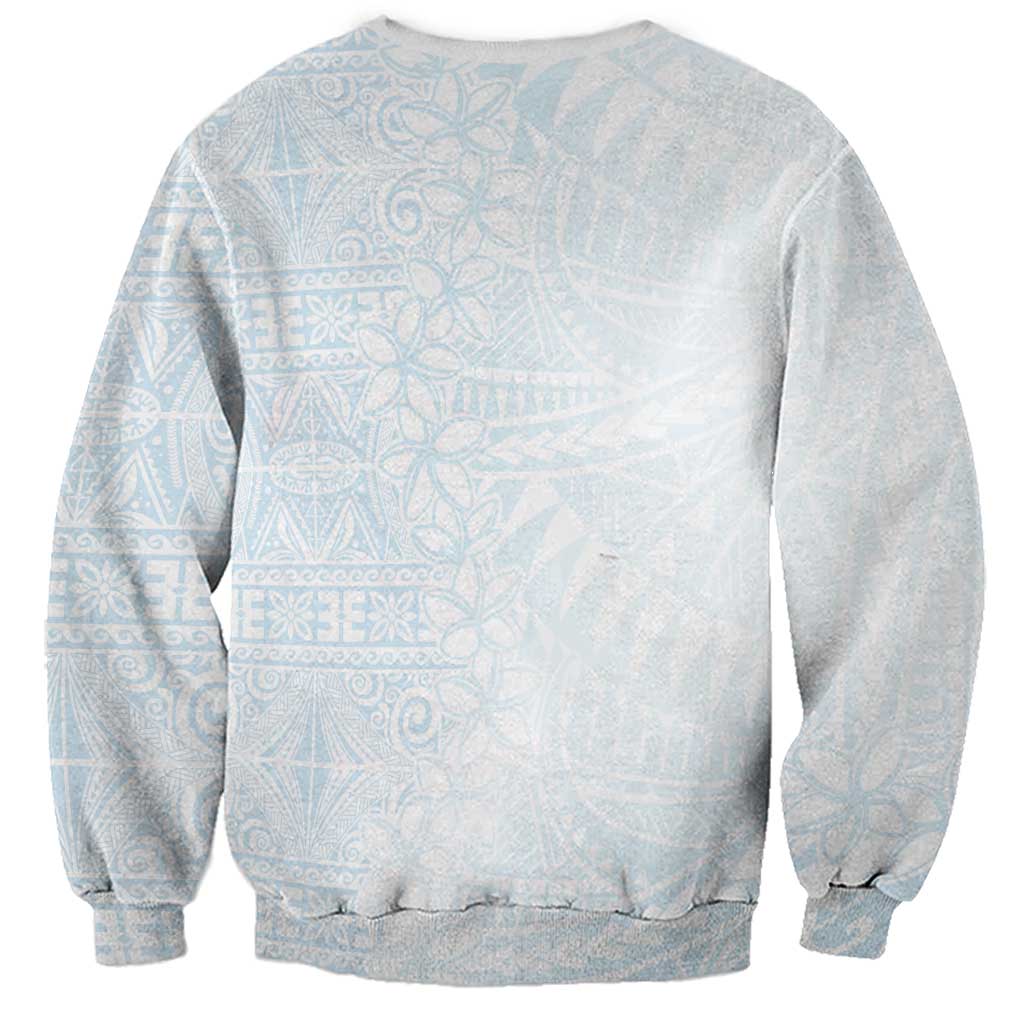 White Sunday Sweatshirt Plumeria Tatau Mix Tapa