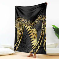 Polynesia Blanket Black & Gold Fancy Plumeria