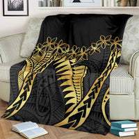 Polynesia Blanket Black & Gold Fancy Plumeria