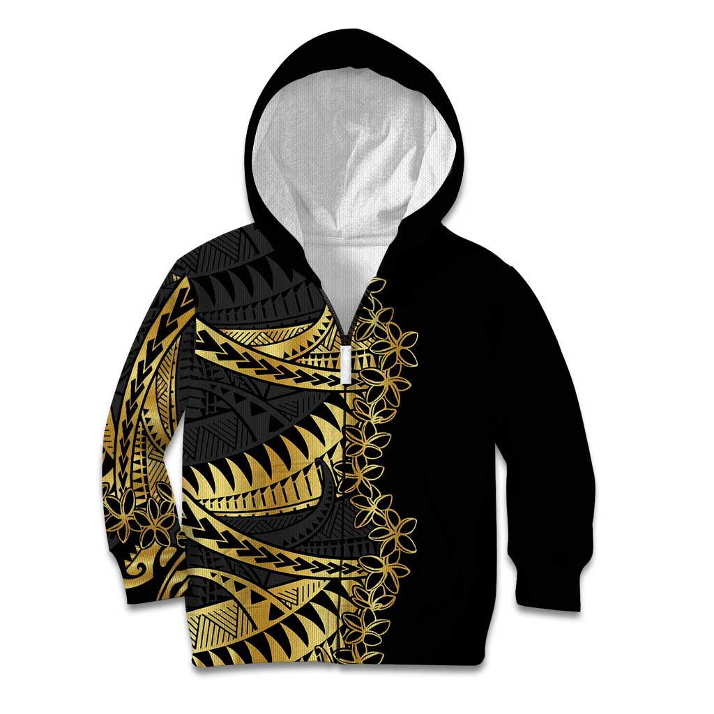 Polynesia Kid Hoodie Black & Gold Fancy Plumeria