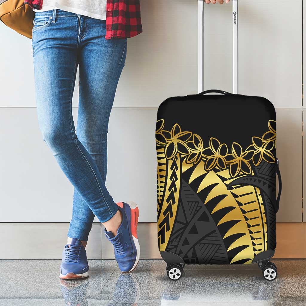 Polynesia Luggage Cover Black & Gold Fancy Plumeria LT7 - Polynesian Pride