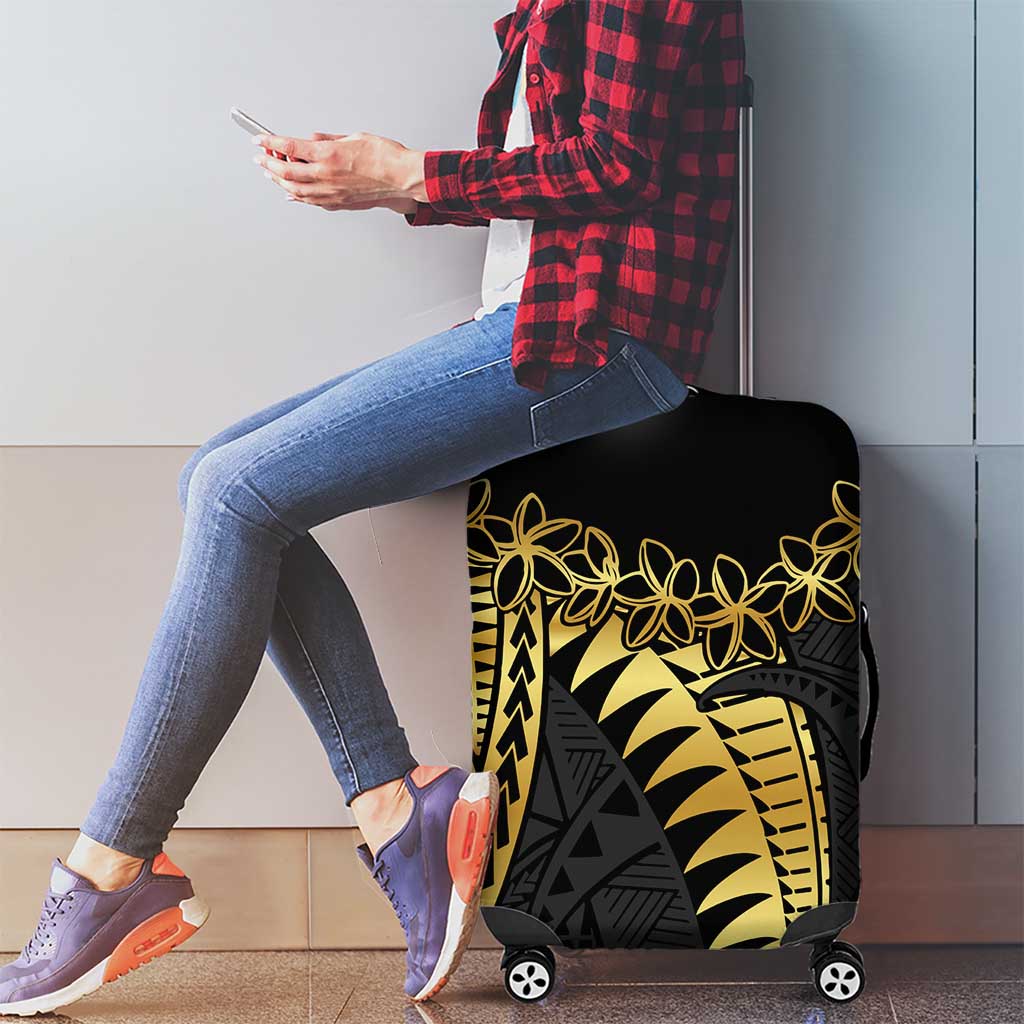 Polynesia Luggage Cover Black & Gold Fancy Plumeria LT7 - Polynesian Pride