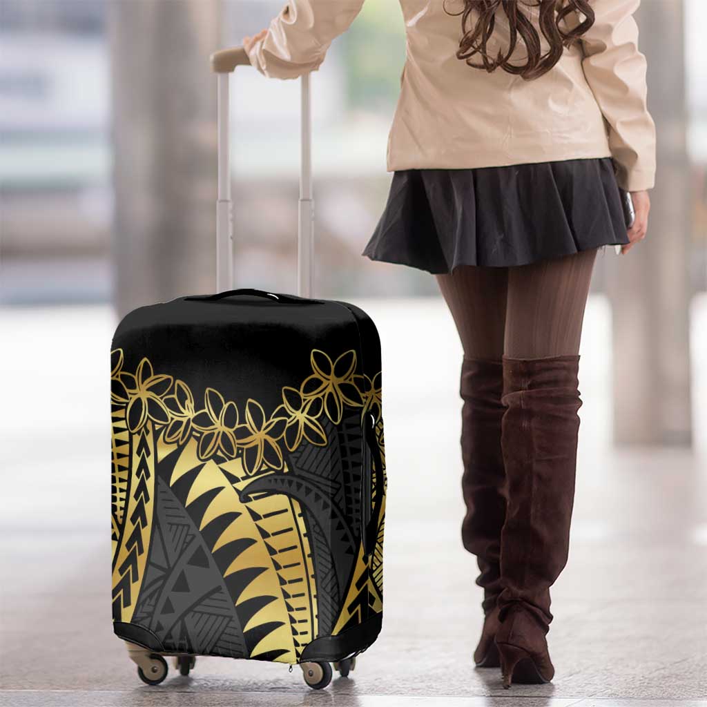 Polynesia Luggage Cover Black & Gold Fancy Plumeria LT7 - Polynesian Pride