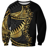 Polynesia Sweatshirt Black & Gold Fancy Plumeria LT7 Unisex Black Gold - Polynesian Pride
