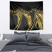 Polynesia Tapestry Black & Gold Fancy Plumeria
