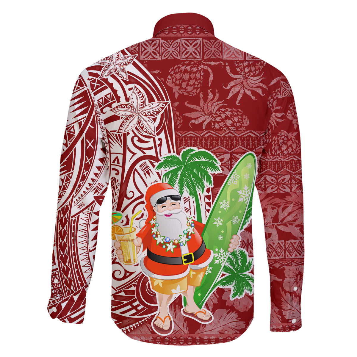 Hawaii Christmas Mele Kalikimaka Family Matching Off Shoulder Maxi Dress and Hawaiian Shirt Santa Claus LT7 - Polynesian Pride