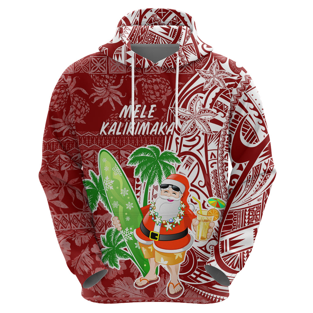 Hawaii Christmas Mele Kalikimaka Hoodie Santa Claus LT7 - Polynesian Pride