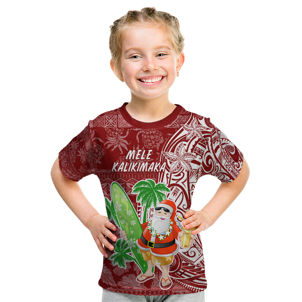 Hawaii Christmas Mele Kalikimaka Kid T Shirt Santa Claus LT7 Red - Polynesian Pride