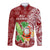 Hawaii Christmas Mele Kalikimaka Long Sleeve Button Shirt Santa Claus LT7 Unisex Red - Polynesian Pride