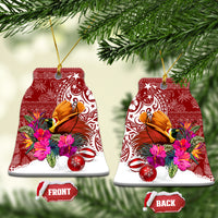 Papua New Guinea Christmas Ceramic Ornament Bird-of-Paradise Special LT7 Bell Flake Red - Polynesian Pride