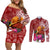 Papua New Guinea Christmas Couples Matching Off Shoulder Short Dress and Long Sleeve Button Shirt Bird-of-Paradise Special LT7 Red - Polynesian Pride