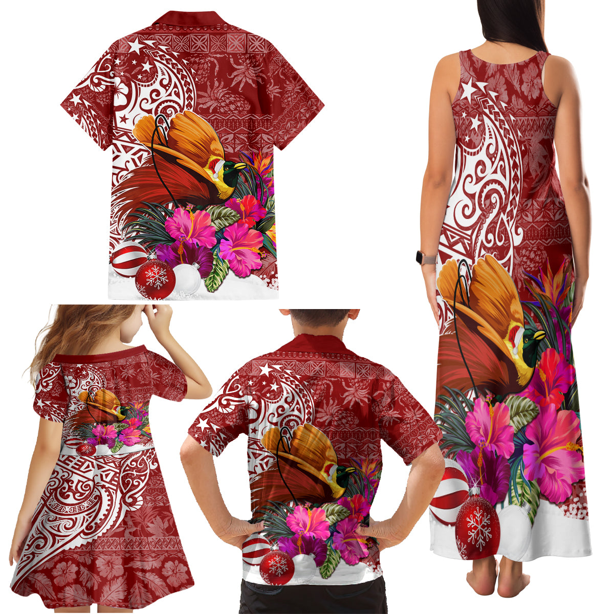 Papua New Guinea Christmas Family Matching Tank Maxi Dress and Hawaiian Shirt Bird-of-Paradise Special LT7 - Polynesian Pride