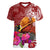 Papua New Guinea Christmas Women V Neck T Shirt Bird-of-Paradise Special LT7 Female Red - Polynesian Pride