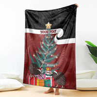 Personalised New Zealand Maori Christmas Blanket Xmas Fern Mix Kowhawhai