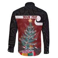 Personalised New Zealand Maori Christmas Family Matching Long Sleeve Bodycon Dress and Hawaiian Shirt Xmas Fern Mix Kowhawhai