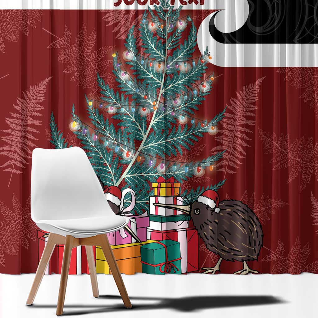 Personalised New Zealand Maori Christmas Window Curtain Xmas Fern Mix Kowhawhai