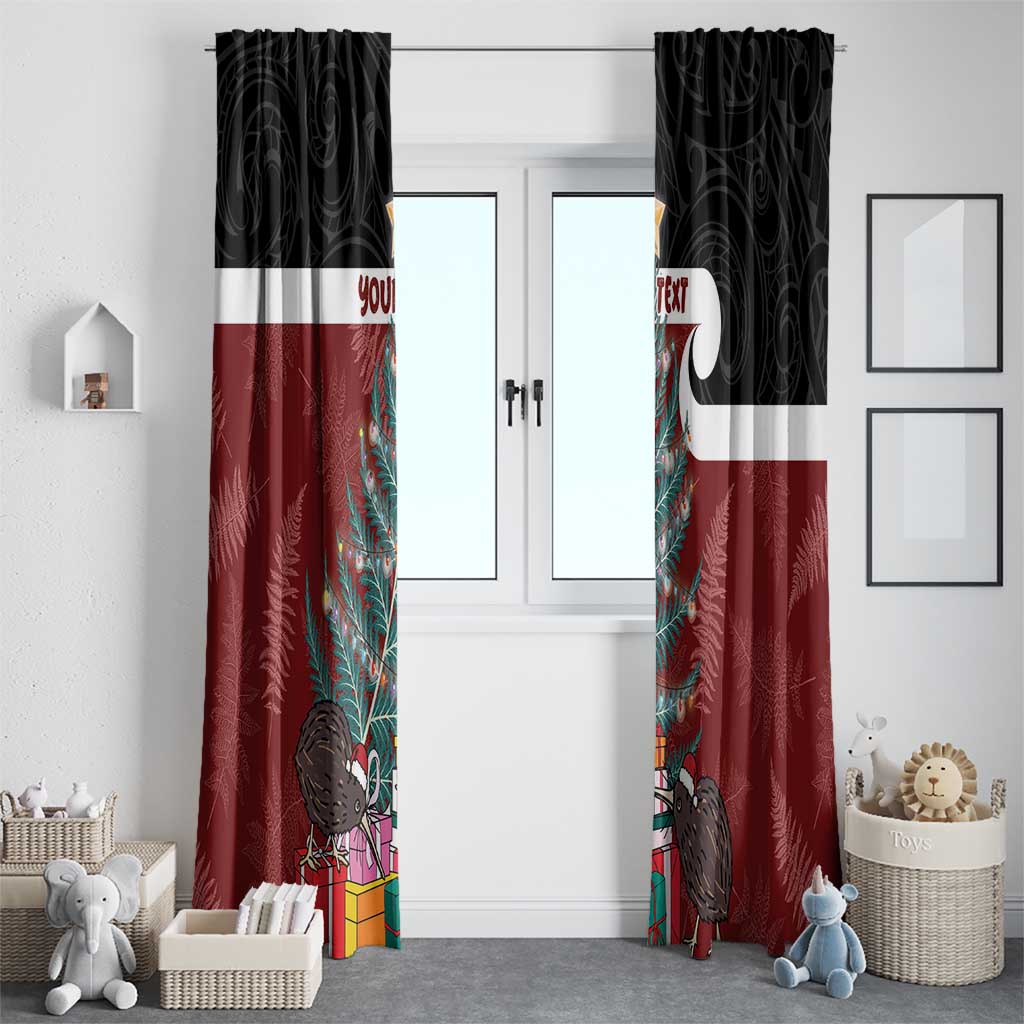 Personalised New Zealand Maori Christmas Window Curtain Xmas Fern Mix Kowhawhai