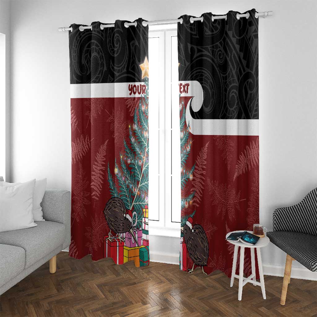 Personalised New Zealand Maori Christmas Window Curtain Xmas Fern Mix Kowhawhai