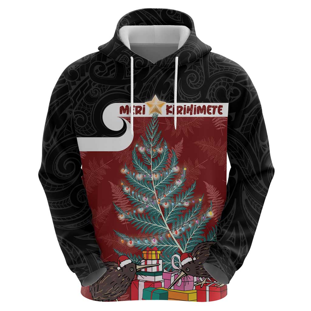 Personalised New Zealand Maori Christmas Zip Hoodie Xmas Fern Mix Kowhawhai