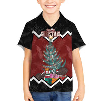 Personalised New Zealand Christmas Family Matching Off Shoulder Short Dress and Hawaiian Shirt Xmas Fern and Kiwi Birds