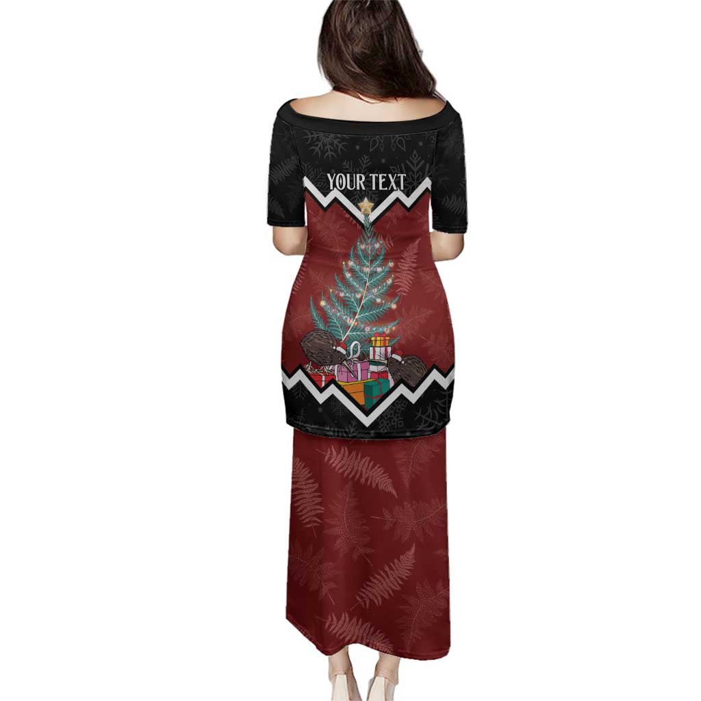 Personalised New Zealand Christmas Family Matching Puletasi and Hawaiian Shirt Xmas Fern and Kiwi Birds