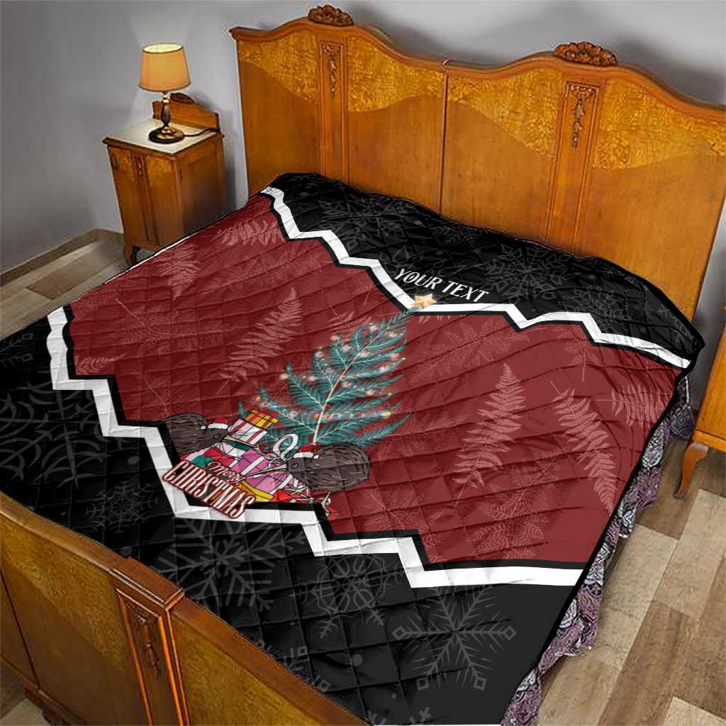 Personalised New Zealand Christmas Quilt Xmas Fern and Kiwi Birds