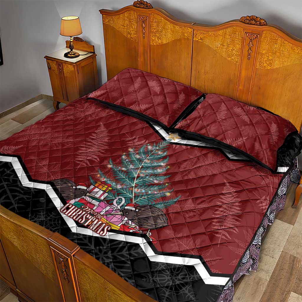 Personalised New Zealand Christmas Quilt Bed Set Xmas Fern and Kiwi Birds