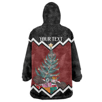 Personalised New Zealand Christmas Wearable Blanket Hoodie Xmas Fern and Kiwi Birds