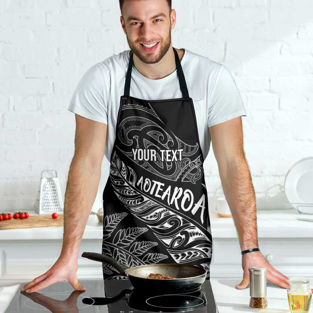 Aotearoa Personalized Lawn Bowls Maori Apron New Zealand Black Tribal Silver Fern - Polynesian Pride