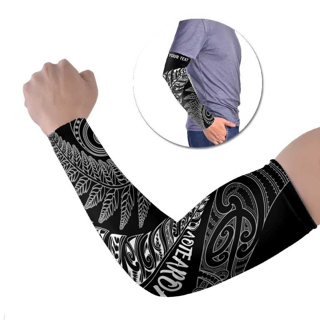 Aotearoa Personalized Lawn Bowls Maori Arm Sleeves New Zealand Black Tribal Silver Fern - Polynesian Pride