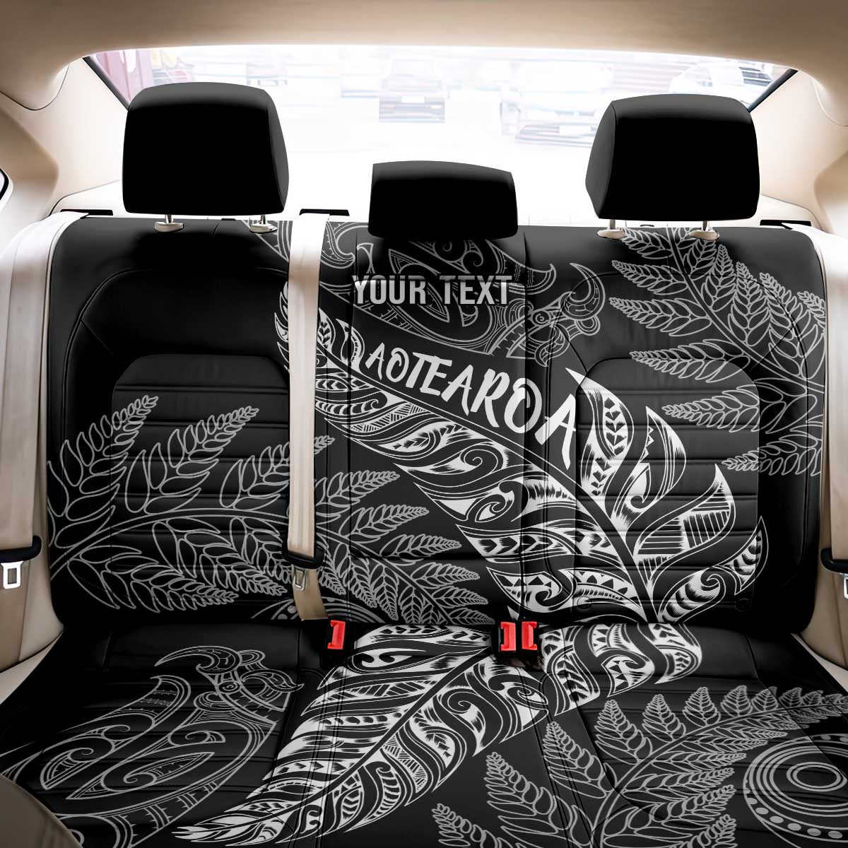Aotearoa Personalized Lawn Bowls Maori Back Car Seat Cover New Zealand Black Tribal Silver Fern - Polynesian Pride