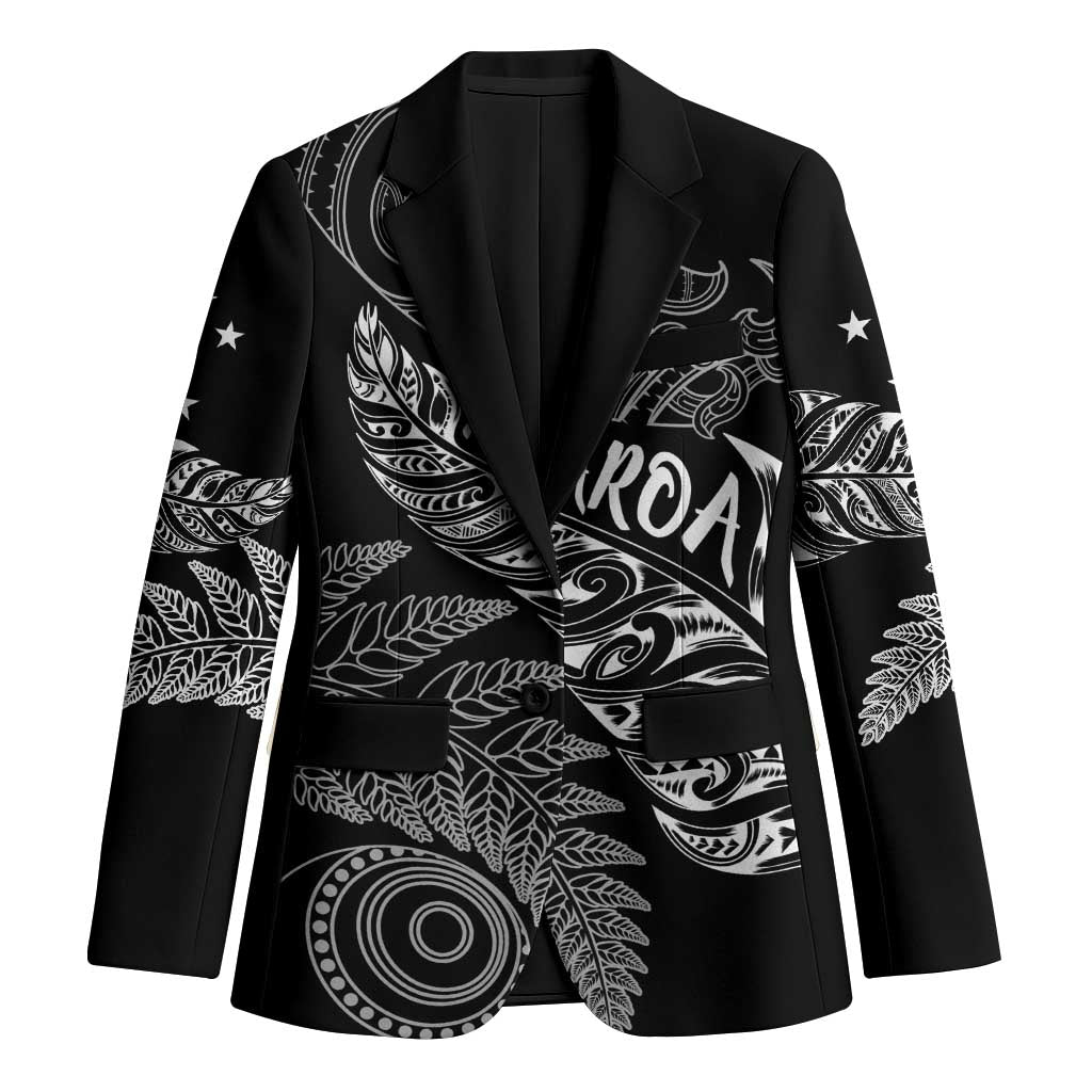 Aotearoa Personalized Lawn Bowls Maori Blazer New Zealand Black Tribal Silver Fern - Polynesian Pride