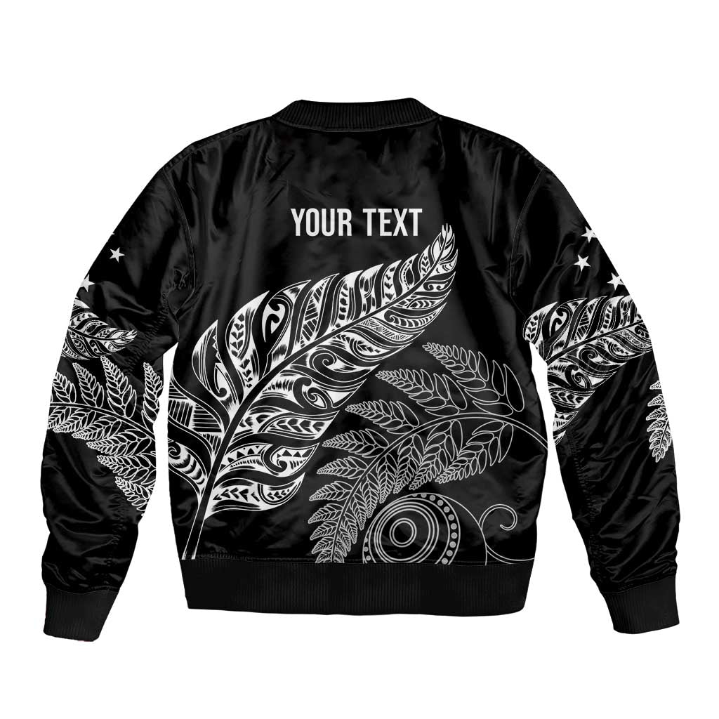Aotearoa Personalized Lawn Bowls Maori Bomber Jacket New Zealand Black Tribal Silver Fern - Polynesian Pride
