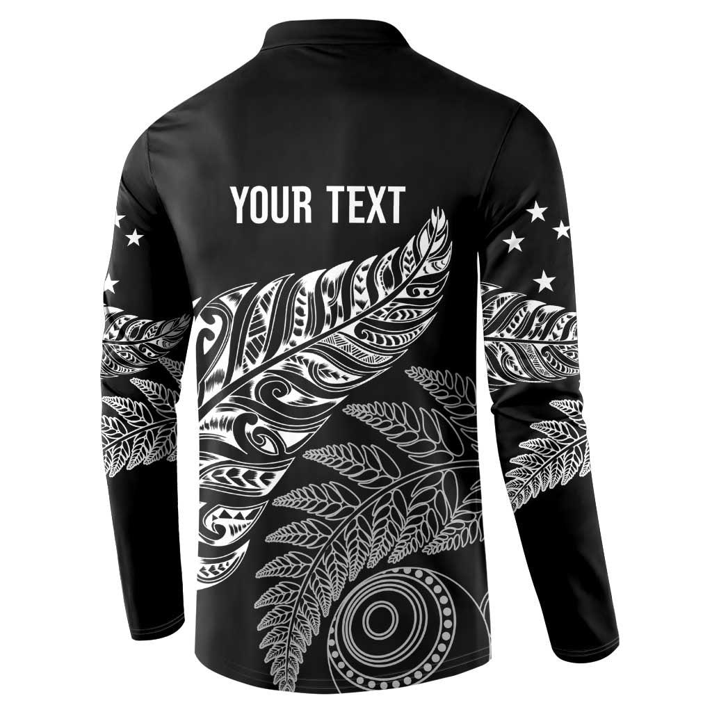 Aotearoa Personalized Lawn Bowls Maori Button Sweatshirt New Zealand Black Tribal Silver Fern - Polynesian Pride
