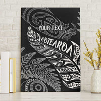 Aotearoa Personalized Lawn Bowls Maori Canvas Wall Art New Zealand Black Tribal Silver Fern - Polynesian Pride