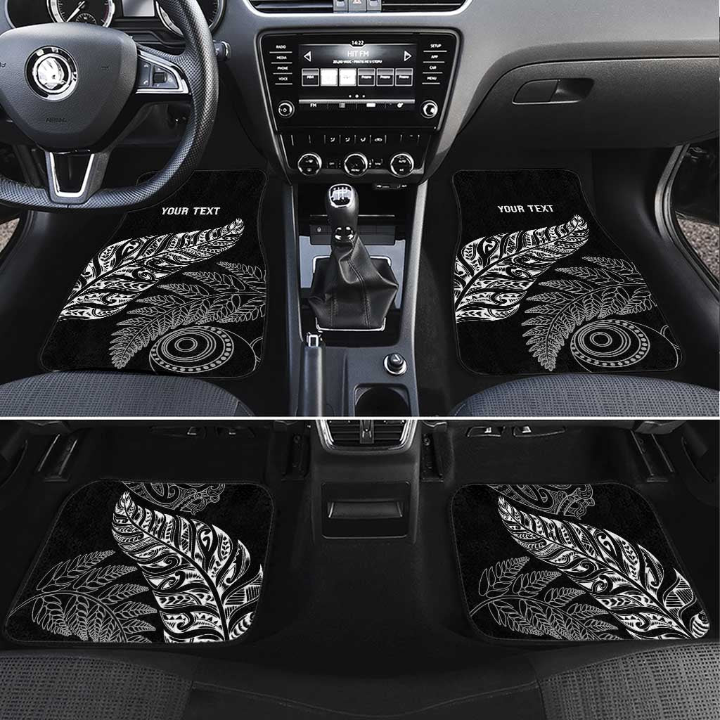 Aotearoa Personalized Lawn Bowls Maori Car Mats New Zealand Black Tribal Silver Fern - Polynesian Pride