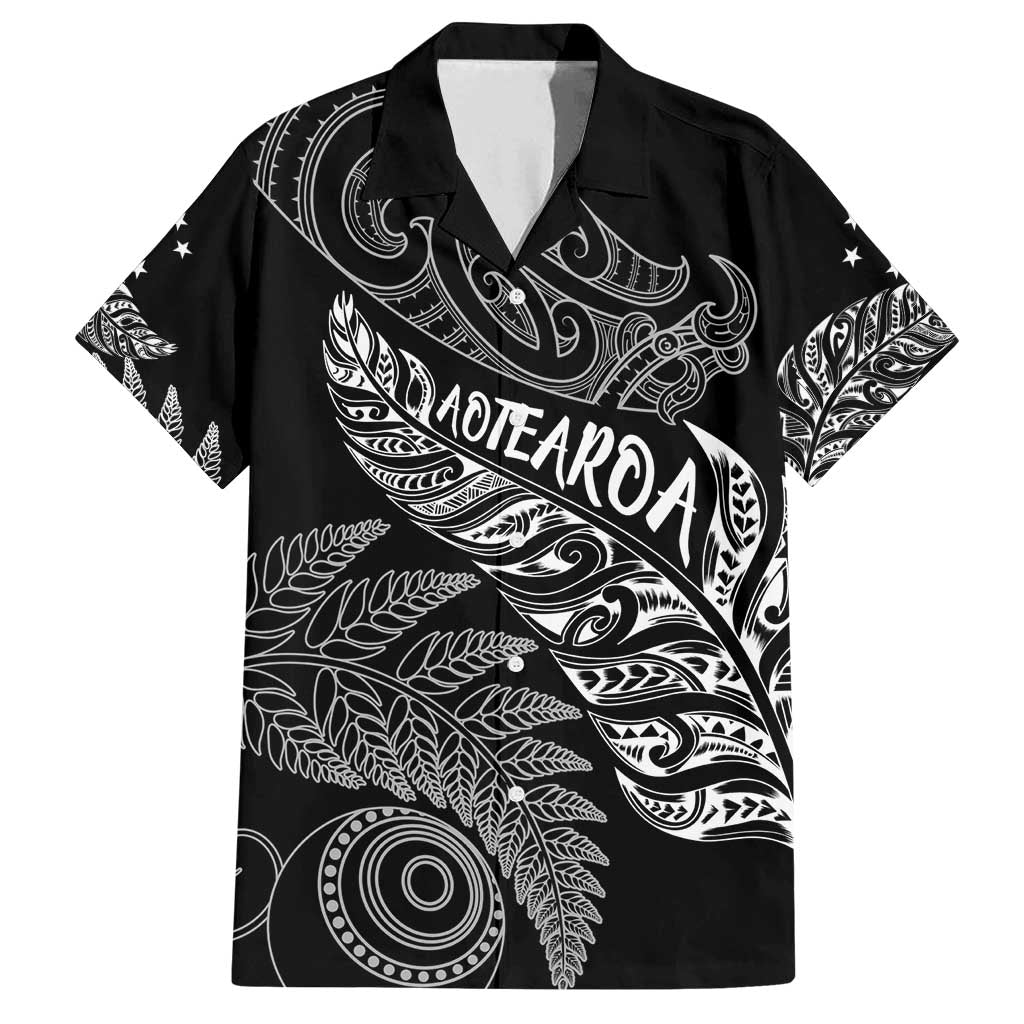 Aotearoa Personalized Lawn Bowls Maori Family Matching Long Sleeve Bodycon Dress and Hawaiian Shirt New Zealand Black Tribal Silver Fern - Polynesian Pride