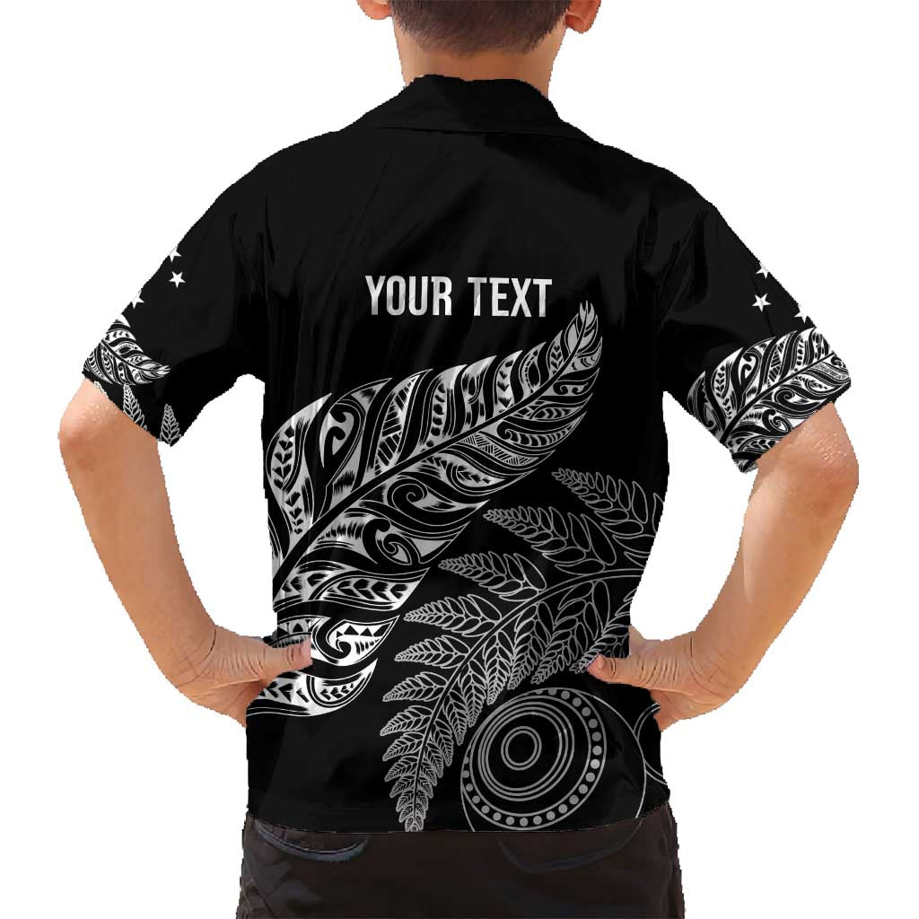 Aotearoa Personalized Lawn Bowls Maori Family Matching Off Shoulder Maxi Dress and Hawaiian Shirt New Zealand Black Tribal Silver Fern - Polynesian Pride