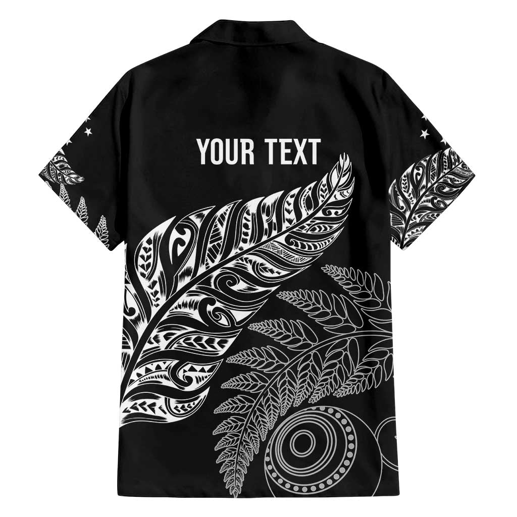 Aotearoa Personalized Lawn Bowls Maori Family Matching Off Shoulder Short Dress and Hawaiian Shirt New Zealand Black Tribal Silver Fern - Polynesian Pride
