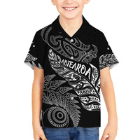 Aotearoa Personalized Lawn Bowls Maori Family Matching Summer Maxi Dress and Hawaiian Shirt New Zealand Black Tribal Silver Fern - Polynesian Pride
