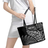 Aotearoa Personalized Lawn Bowls Maori Leather Tote Bag New Zealand Black Tribal Silver Fern - Polynesian Pride