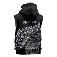 Aotearoa Personalized Lawn Bowls Maori Sleeveless Zip Hoodie New Zealand Black Tribal Silver Fern LT7