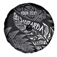 Aotearoa Personalized Lawn Bowls Maori Spare Tire Cover New Zealand Black Tribal Silver Fern - Polynesian Pride