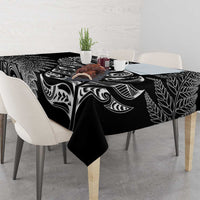 Aotearoa Personalized Lawn Bowls Maori Tablecloth New Zealand Black Tribal Silver Fern - Polynesian Pride