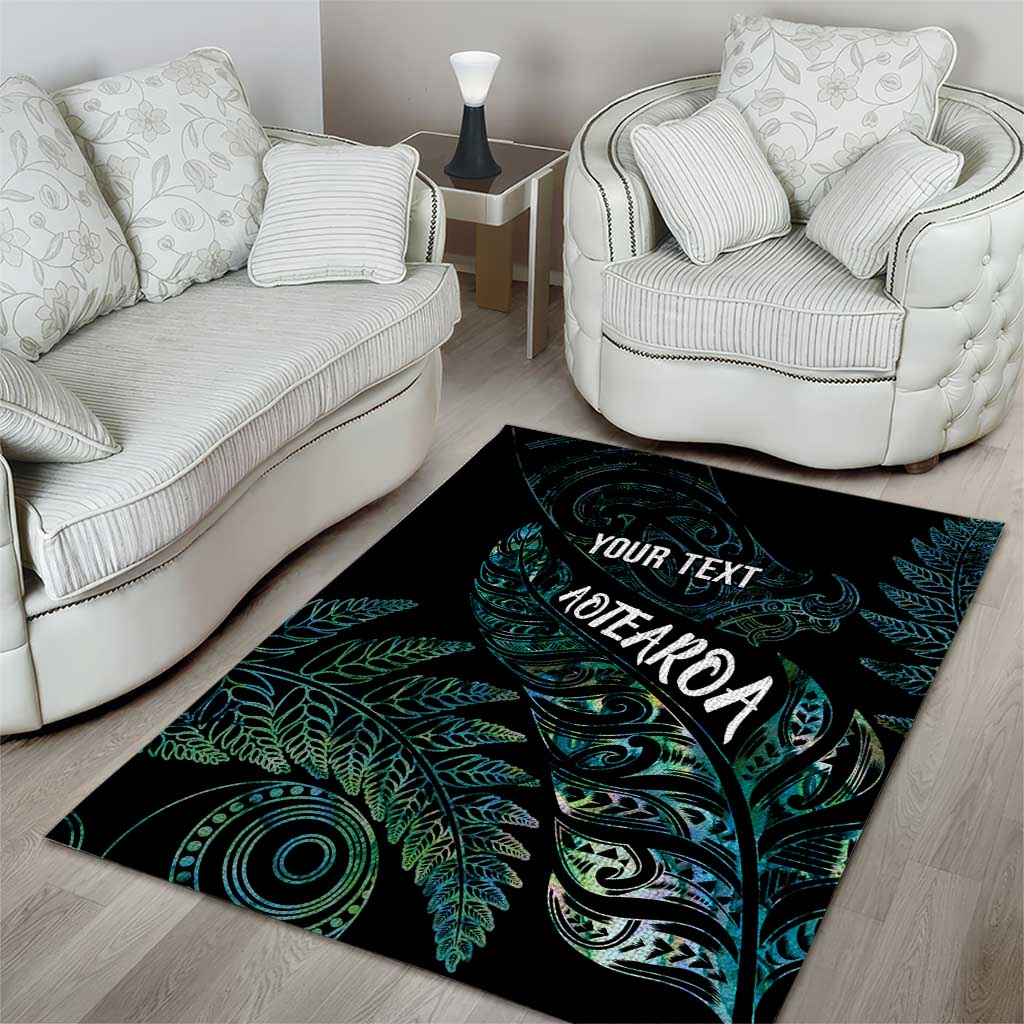 Aotearoa Personalized Lawn Bowls Maori Area Rug New Zealand Paua Shell Tribal Silver Fern - Polynesian Pride