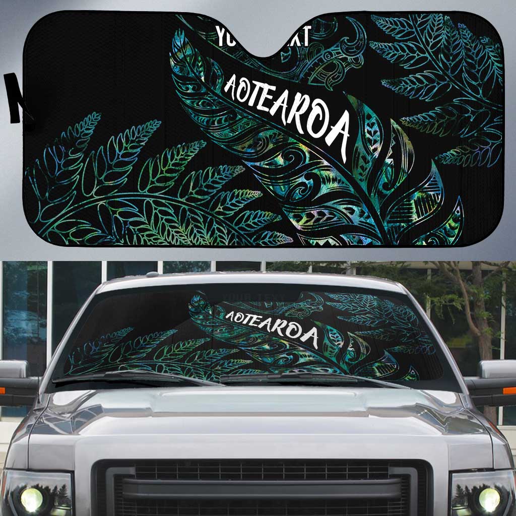 Aotearoa Personalized Lawn Bowls Maori Auto Sun Shade New Zealand Paua Shell Tribal Silver Fern - Polynesian Pride