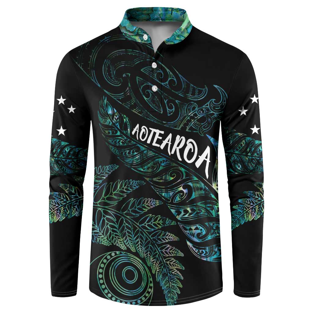 Aotearoa Personalized Lawn Bowls Maori Button Sweatshirt New Zealand Paua Shell Tribal Silver Fern - Polynesian Pride