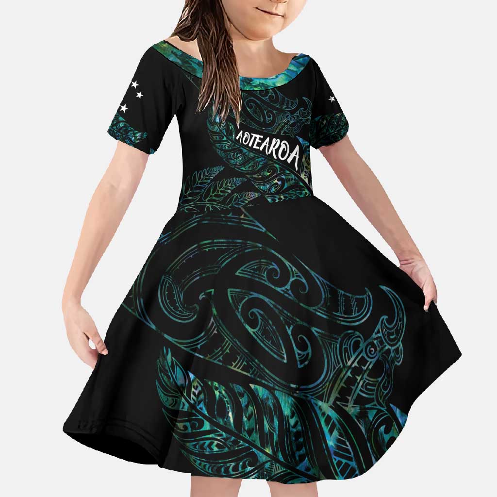 Aotearoa Personalized Lawn Bowls Maori Family Matching Tank Maxi Dress and Hawaiian Shirt New Zealand Paua Shell Tribal Silver Fern - Polynesian Pride