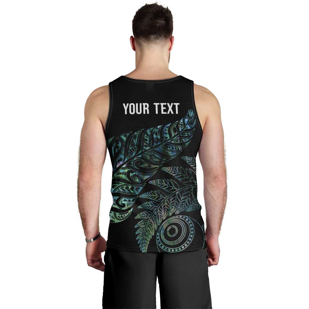 Aotearoa Personalized Lawn Bowls Maori Men Tank Top New Zealand Paua Shell Tribal Silver Fern - Polynesian Pride